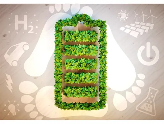 Battery graphic, image showing leaves in a battery shape 